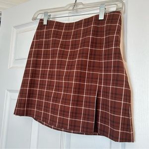 ARITZIA SUNDAY BEST TATIANA SKIRT - BROWN CHECKERED